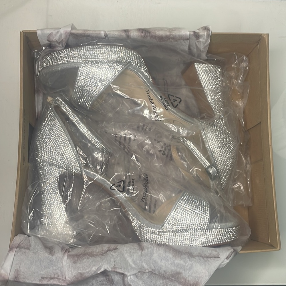 Women’s Silver Rhinestone Platform Heels - Picture 4 of 4